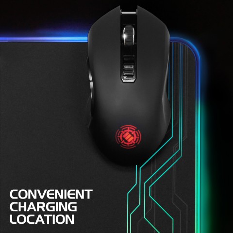 ENHANCE PowerUP LED Mouse Pad + Gaming Mouse Wireless Charging System - Compatible with Qi Devices
